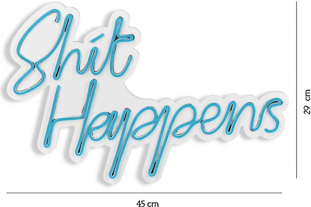 Dekor dritash LED plastike, 'Shit Happens', ngjyrë kaltër, Wallity