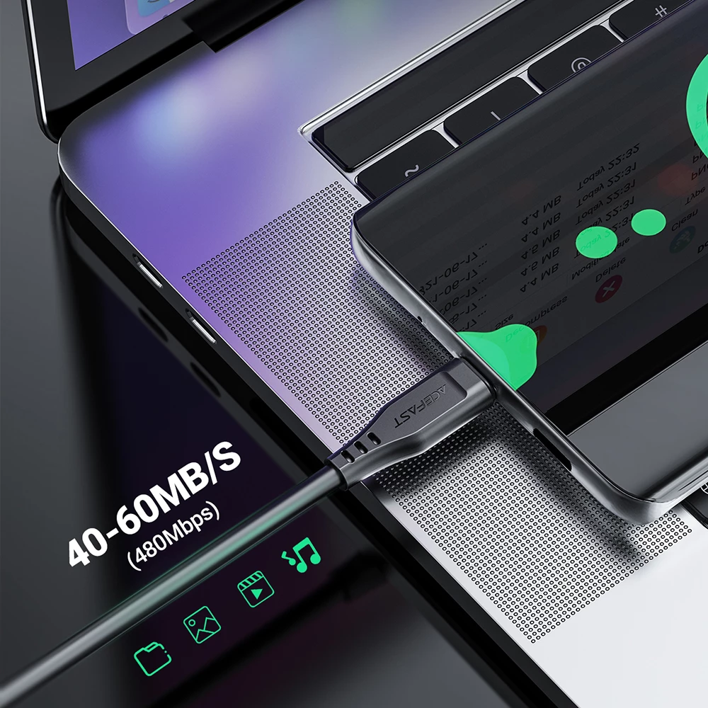 Kabllo USB Acefast C3-04, 1.2m, 3A, e bardhë