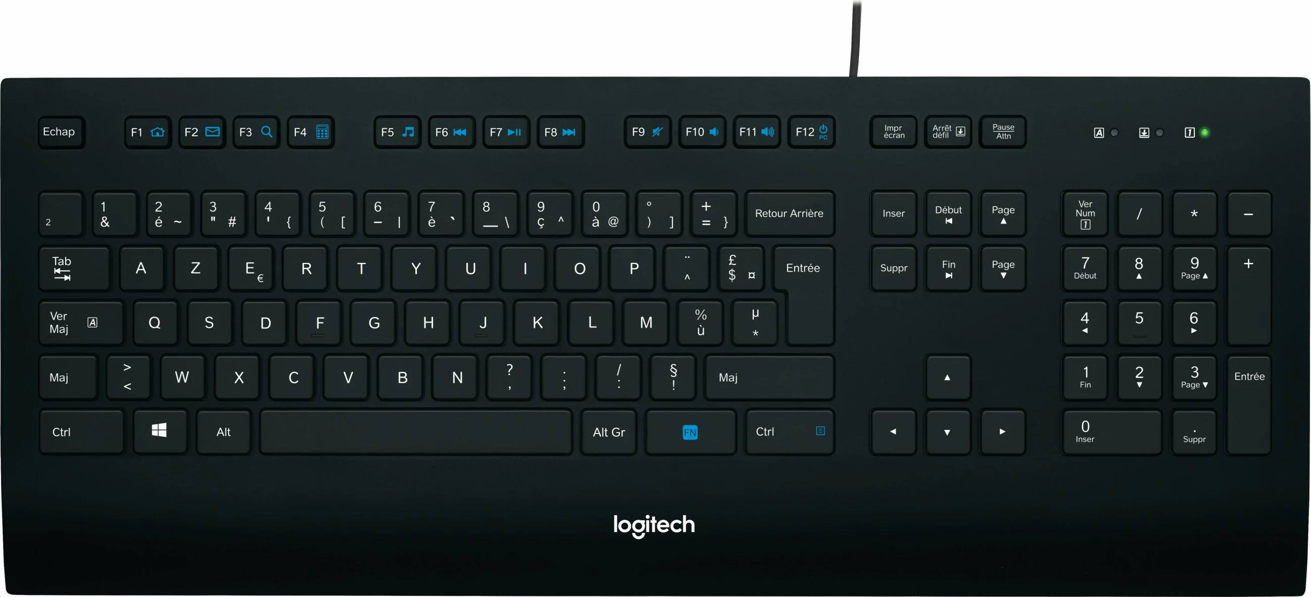 Tastierë Logitech K280e, full-size, me kabllo USB, AZERTY, e zezë
