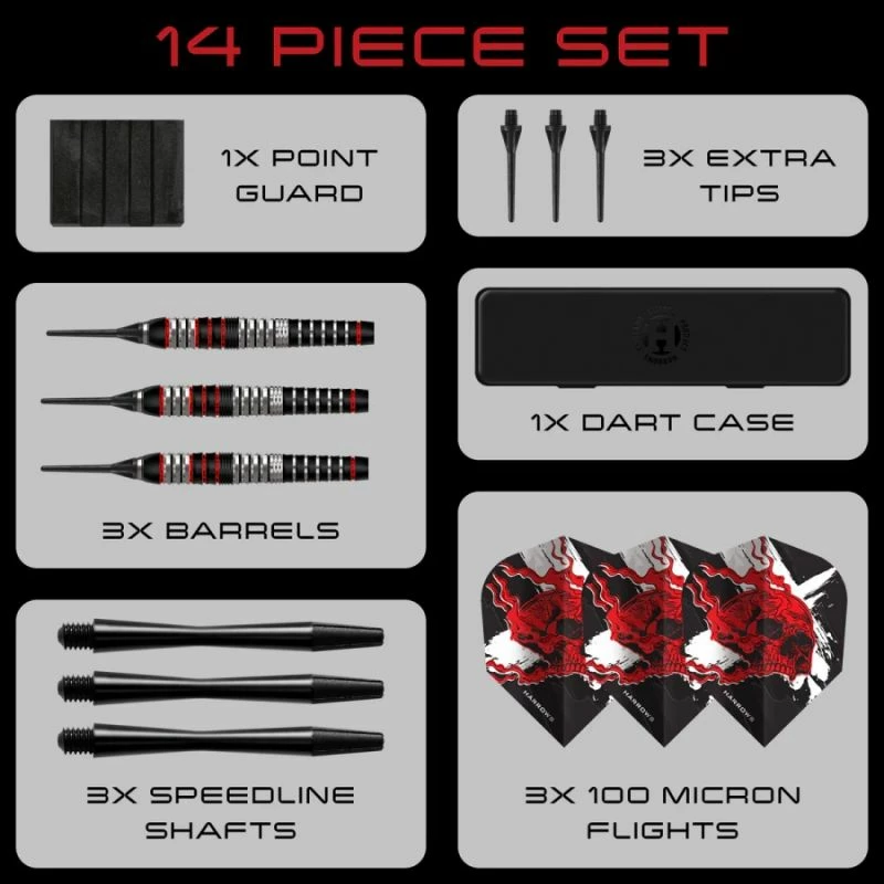 Shigjeta softip për dart Harrows, të zeza e kuqe [Pesha: 20 g]
