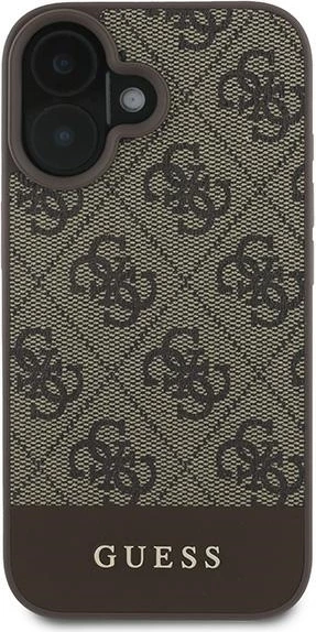 Mbështjellës Guess 4G Bottom Stripe për iPhone 16 Plus 6.7", Kafe
