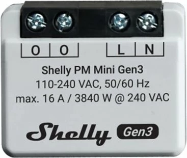 Kontroller Shelly PM Mini Gen3, WiFi, Bluetooth, plastikë, bardhë