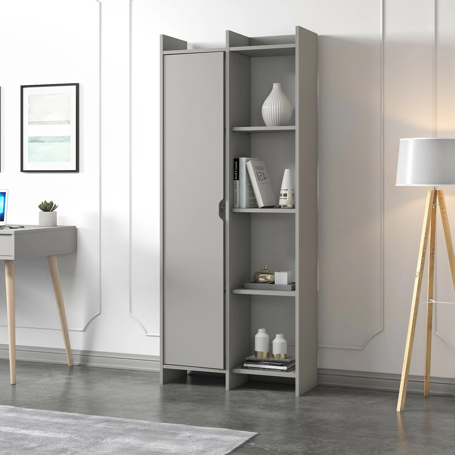 Raft librash ngjyrë gri, Skye Decor, ofertë