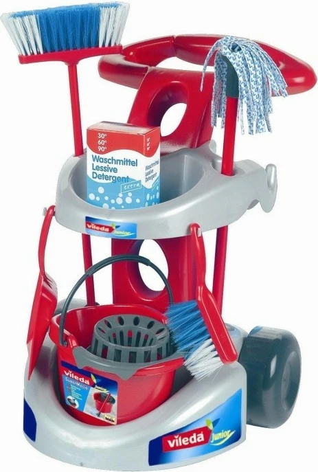 Karrocë lodër për pastrim Klein Vileda Cleaning Cart 2, me aksesorë, Gri/E kuqe, set