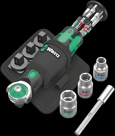 Set veglash Wera 05004283001, 18 copa, çelik, dorezë e zezë/gjelbër
