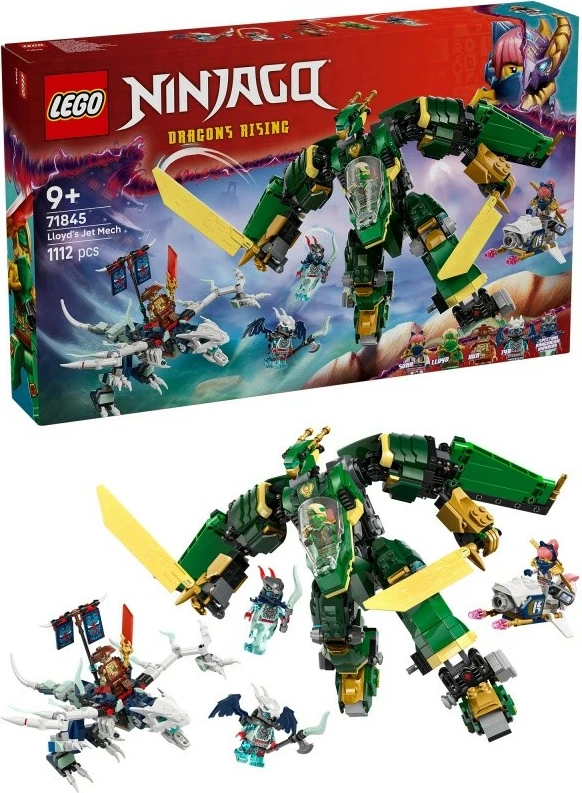 Set LEGO Ninjago Fire Jet Lloyd Mech 71845, 1112 pjesë, për fëmijë 9+