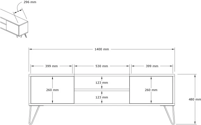 Komodë TV Hanah Home, ngjyrë e bardhë dhe antracit, Hare
