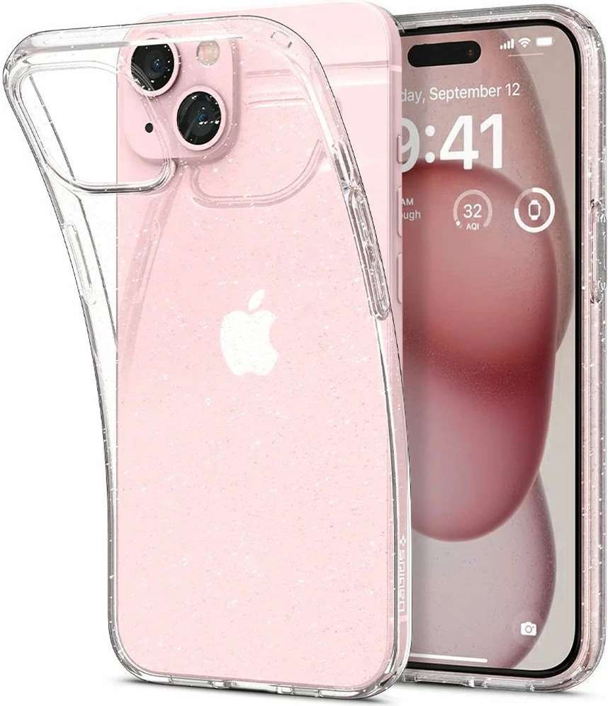 Mbështjellës Spigen Liquid Crystal Glitter për iPhone 15 Plus, Transparent me shkëlqim