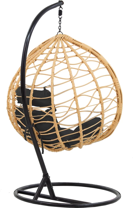 Karrige varëse Hudson metalike, ngjyrë natyrale e zezë, jastëk i zi, 109x119x195cm