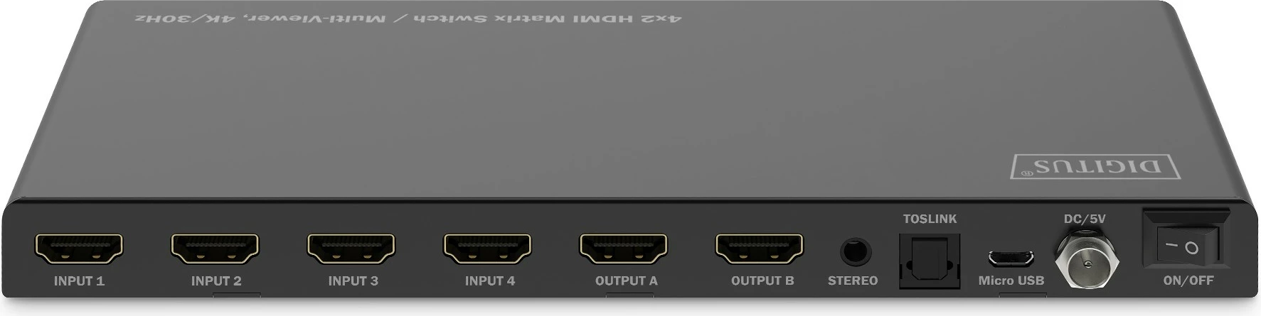 Switch HDMI Digitus 4x2 Matrix, 4K/30Hz, 4 hyrje, 2 dalje, i zi