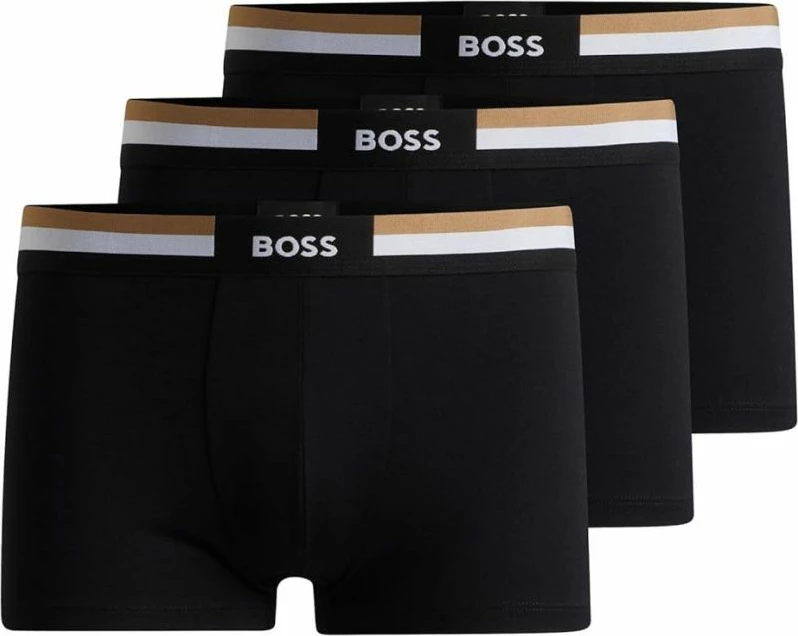 Të brendshme për meshkuj Boss Trunk 3P NERO, të zeza, set prej 3 copë