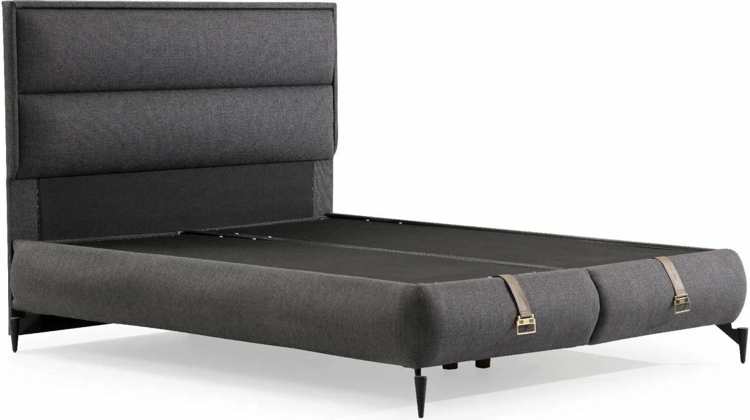 Baza dhe shtrati dopio me shpinore Skye Decor, Rise, 150x200, ngjyrë gri e errët