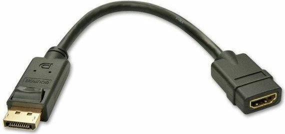 Adapter DisplayPort në HDMI Lindy 41005 168 mm, i zi