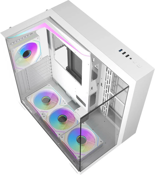Kasë Darkflash TH285, ATX, 4 ventilatorë, xham i temperuar, e bardhë