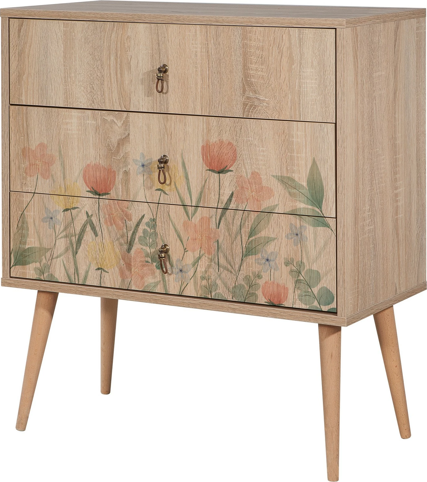 Komodinë Hanah Home, City Trio Tulip, ngjyrë lisi sonoma