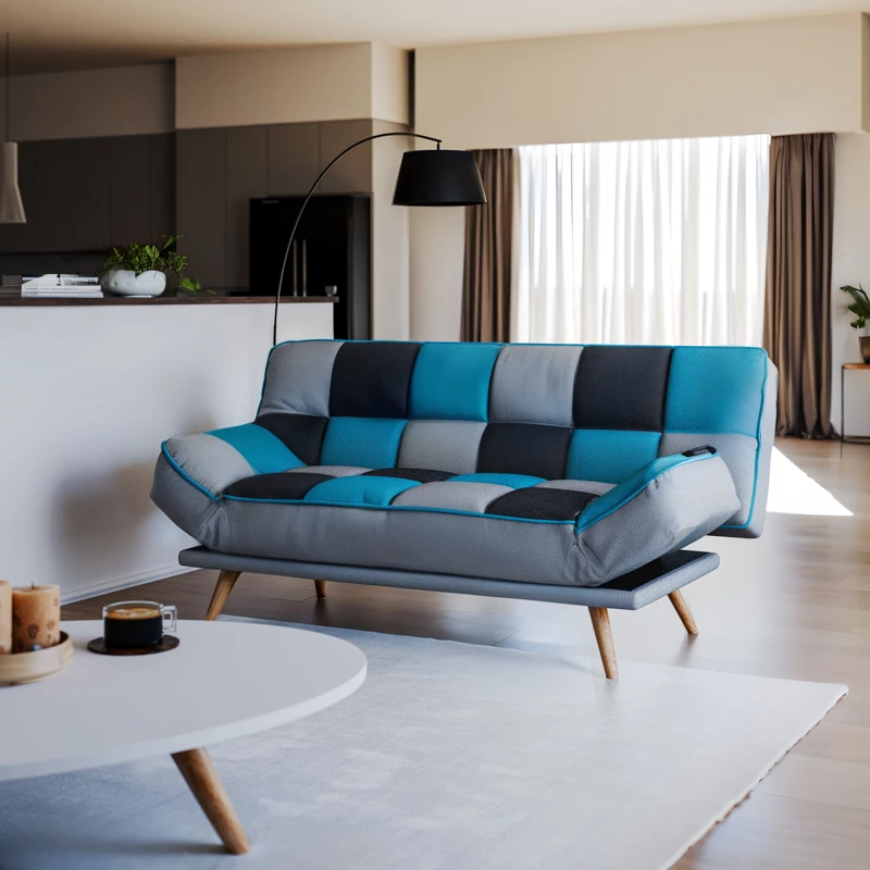 Divan treshe Andy, shtrat, material shumëngjyrësh, 177x91x86cm