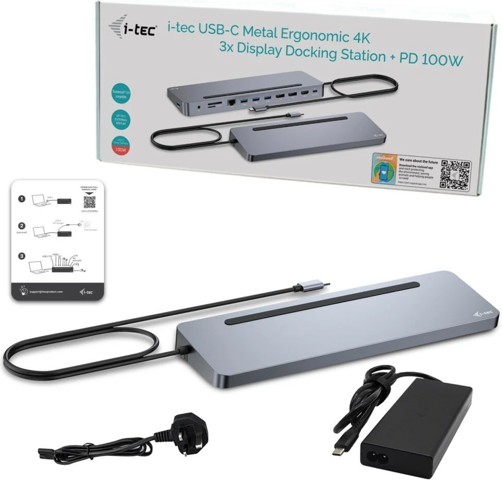 Docking station i-tec C31FLAT2PDPRO, USB-C, 3x Display, 4K, PD 100W, i zi