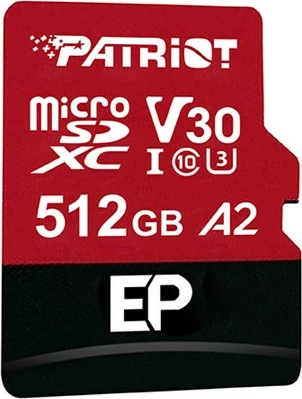Kartelë memorie Patriot Memory EP A2, 512 GB, MicroSDXC, V30 U3, e zezë