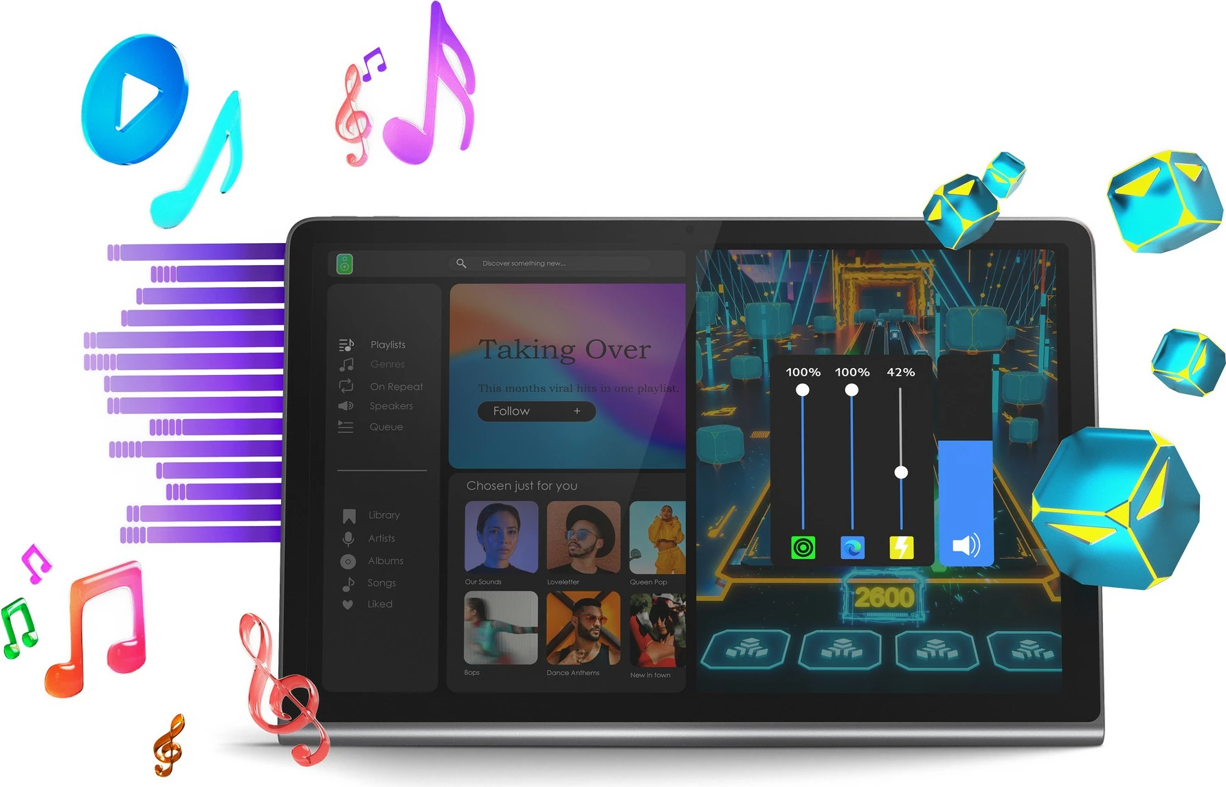 Tablet Lenovo Tab Plus 8GB 128GB luna grey me mbështjellës