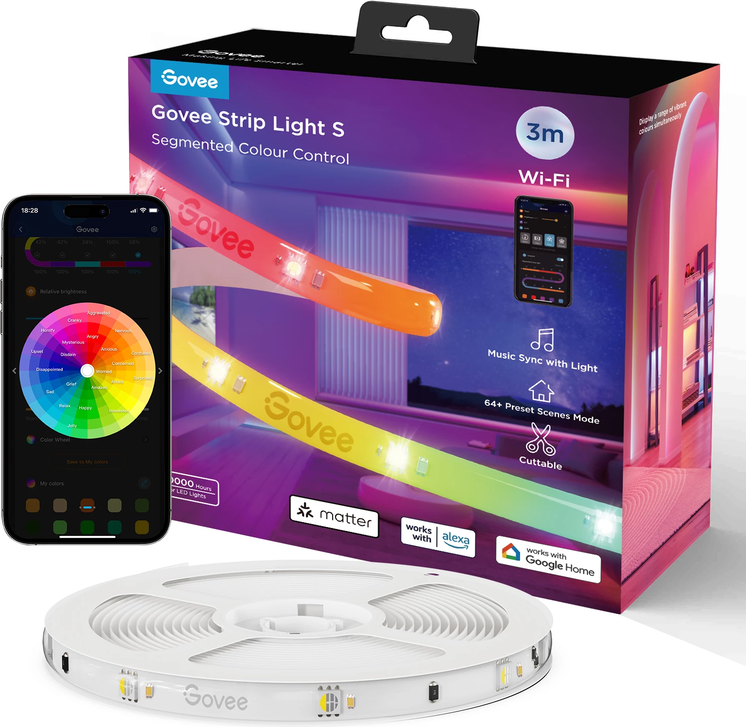 Shirit LED RGBIC Govee Strip Light S 3 m, Wi‑Fi