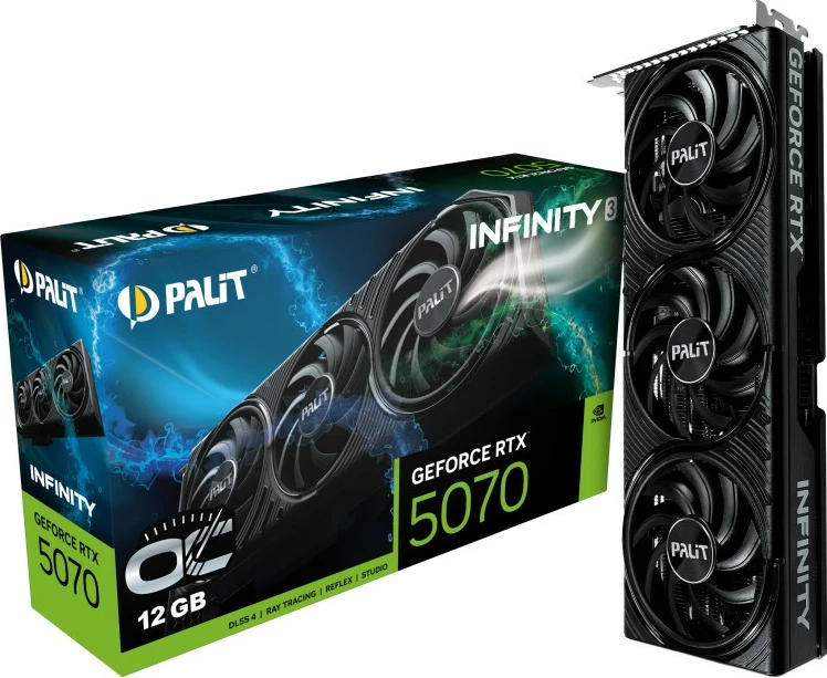 Kartelë grafike Palit GeForce RTX 5070 Infinity 3 OC, 12GB GDDR7, PCI Express 5.0, e zezë