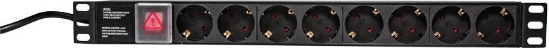 PDU LogiLink PDU8C01, Basic, 1U, 8 AC outlet(s), Type F, e zezë