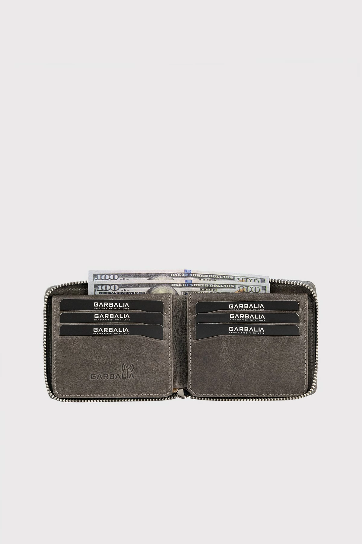 Portofol uniseks, lëkurë natyrale, ngjyrë gri, Zoozie Bags, Carole, 11x2x9 cm