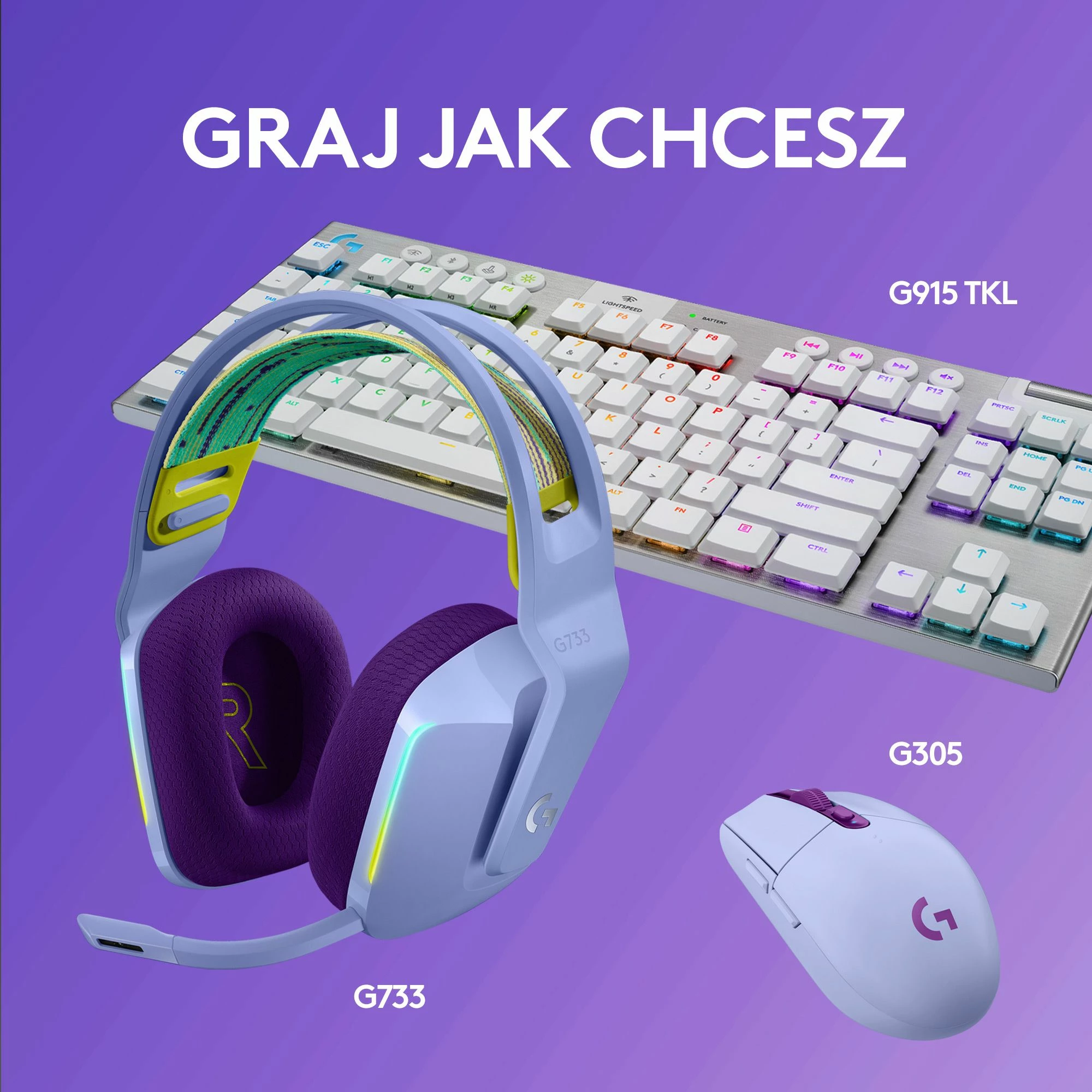 Kufje gaming Logitech G733 LIGHTSPEED (981-000890), wireless, 7.1 surround, USB, vjollcë