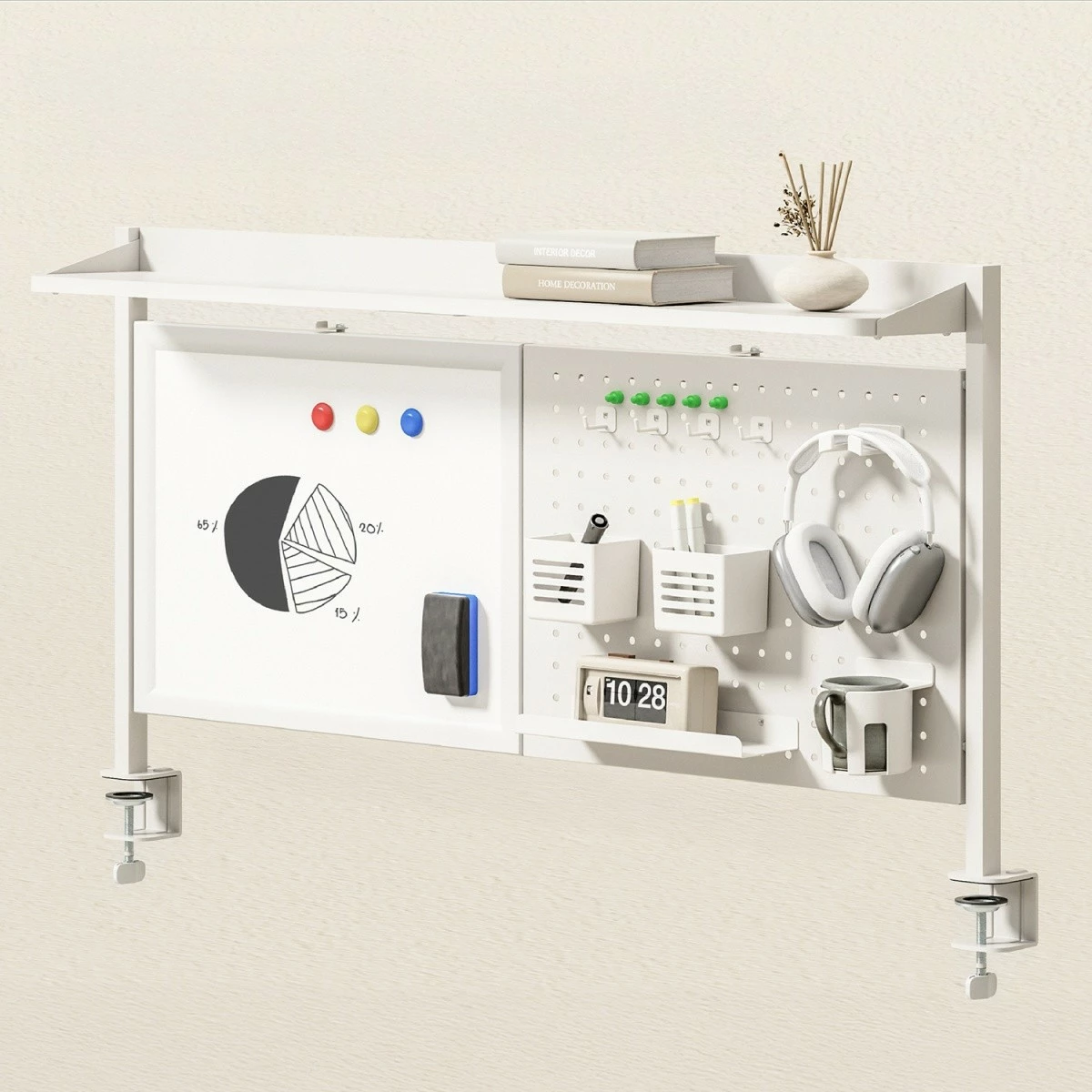 Ndarës tavoline Ergo Office ER-301W me tabelë magnetike dhe perforuar, i bardhë