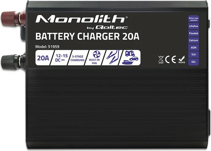 Karikues baterie Qoltec Monolith 20A 12V, i zi