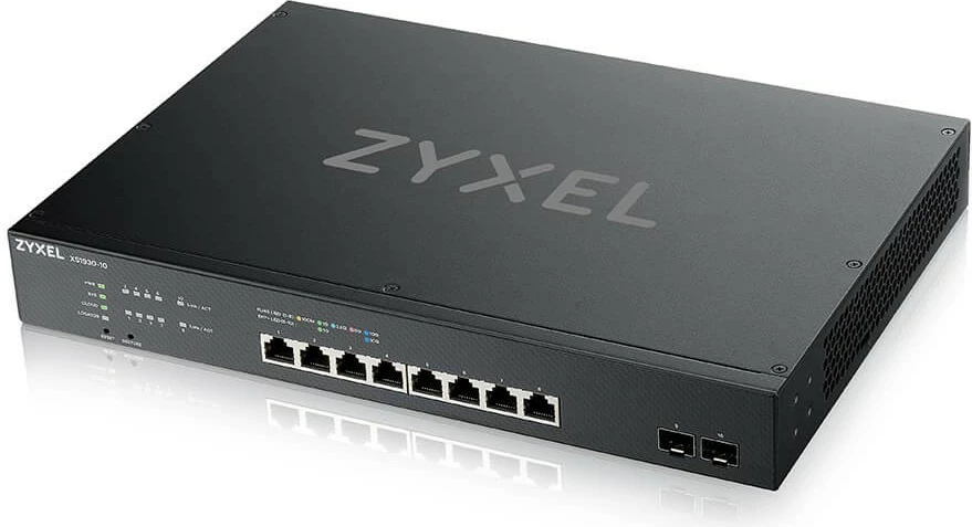Switch i menaxhuar Zyxel XS1930-10, 8 porta Multi-Gigabit, 2 SFP+, për rack, i zi