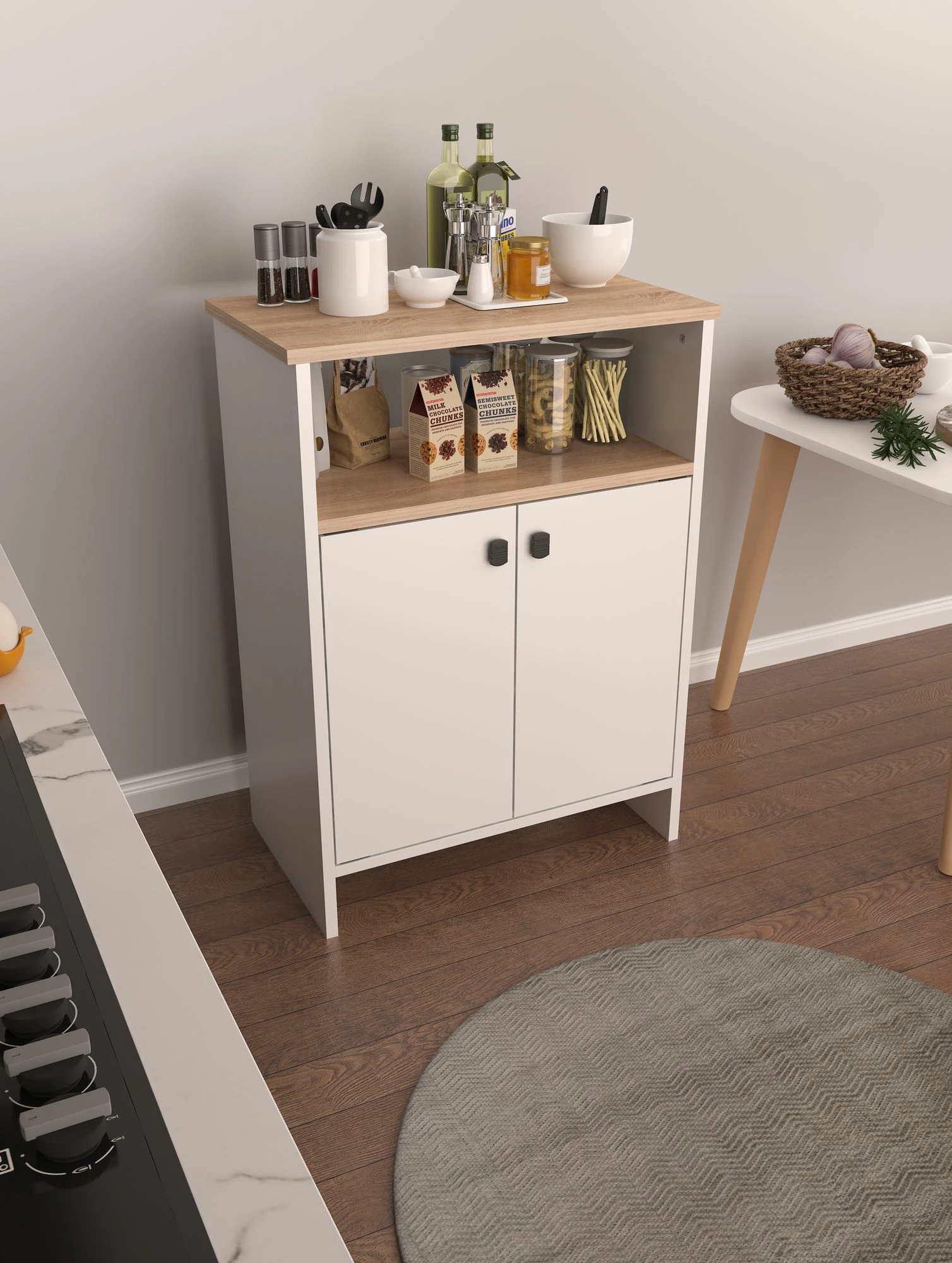 Dollap multifunksional Hanah Home, ngjyrë sonomo-bardhë