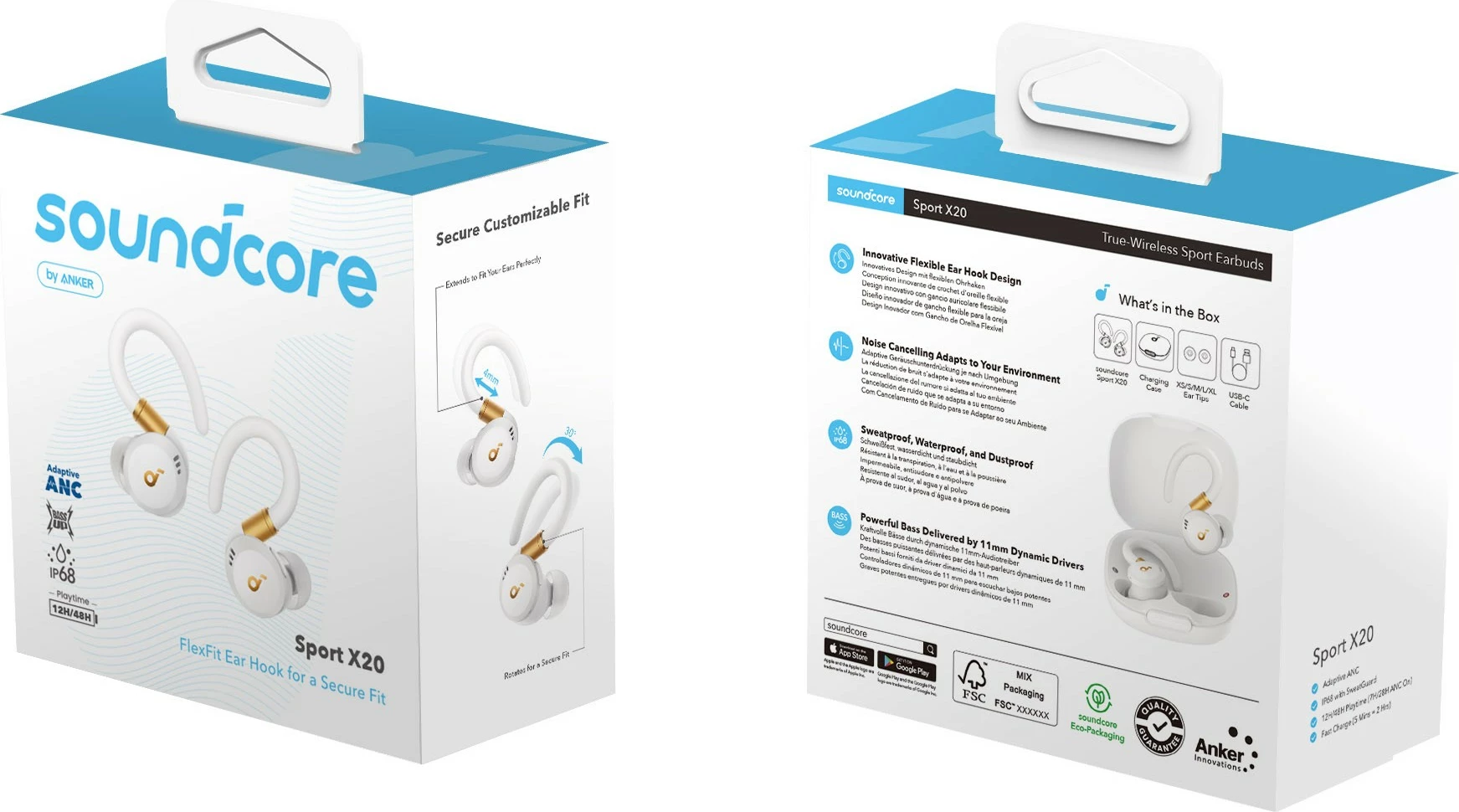 Kufje Anker Soundcore Sport X20, Wireless, Calls/Music/Sport/Everyday, Bardhë