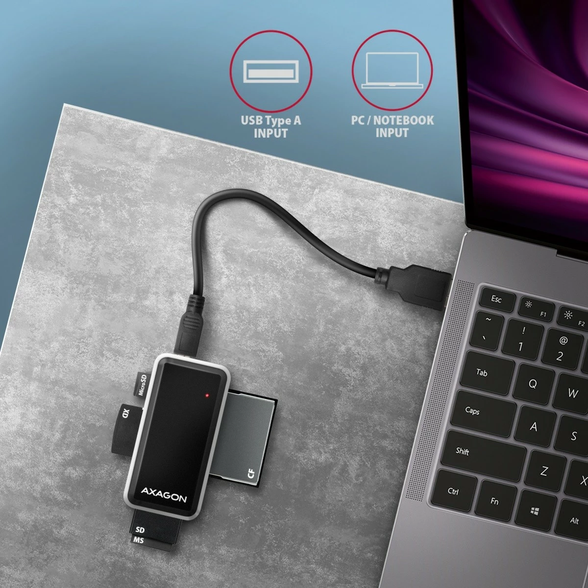 Lexues kartelash AXAGON CRE-X1, 5 slote, USB 2.0, zi/bardhë