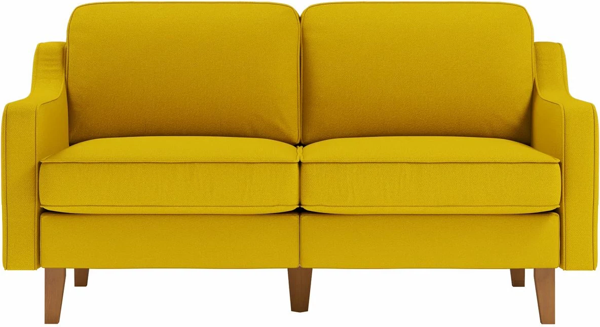 Divan dy vendësh, ngjyrë sunflower, këmbë druri walnut, Robin 2
