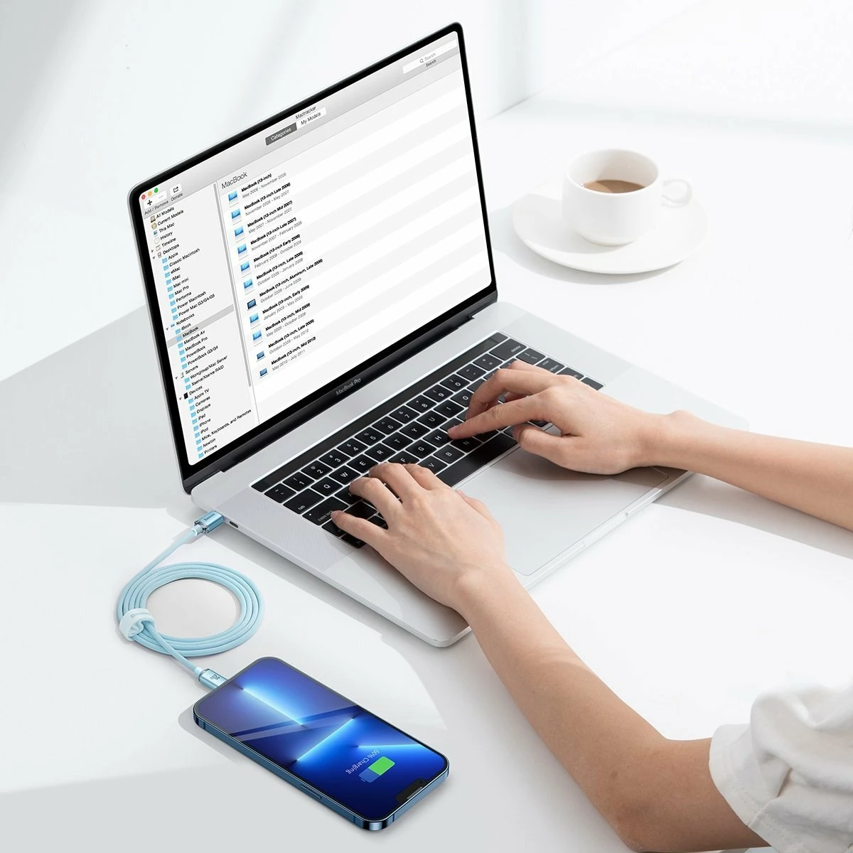 Kabllo Baseus Crystal Shine BSU3637/CAJY001303 USB-C në Lightning 1.2 m PD 20W, e kaltër e çelët