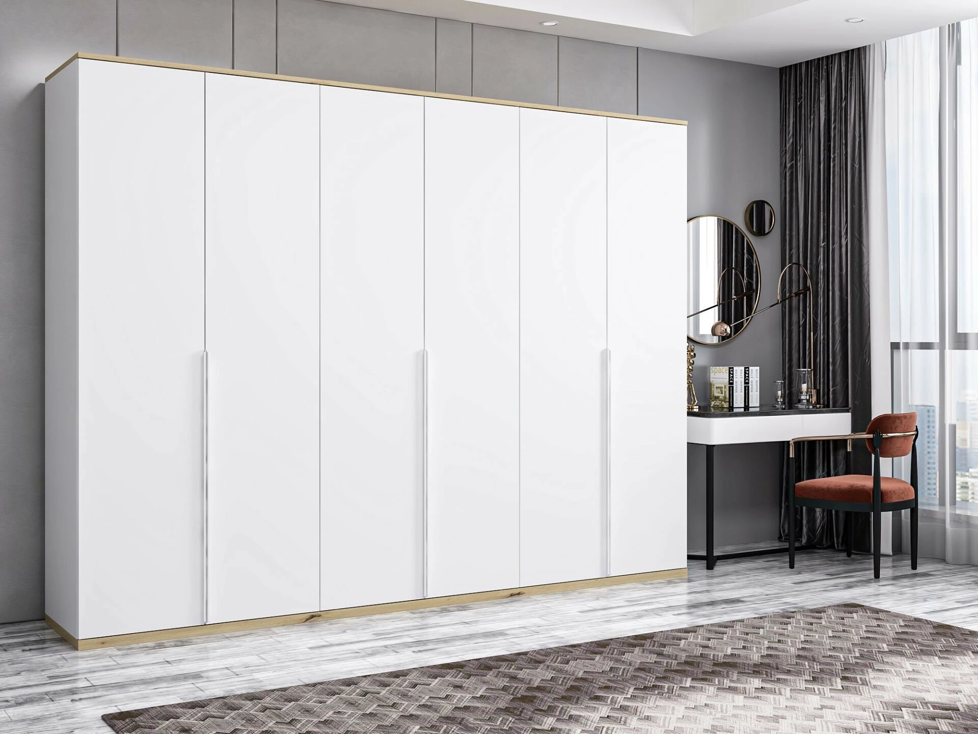Dollap Skye Decor, Kale Line, i bardhë, 270x206x52cm