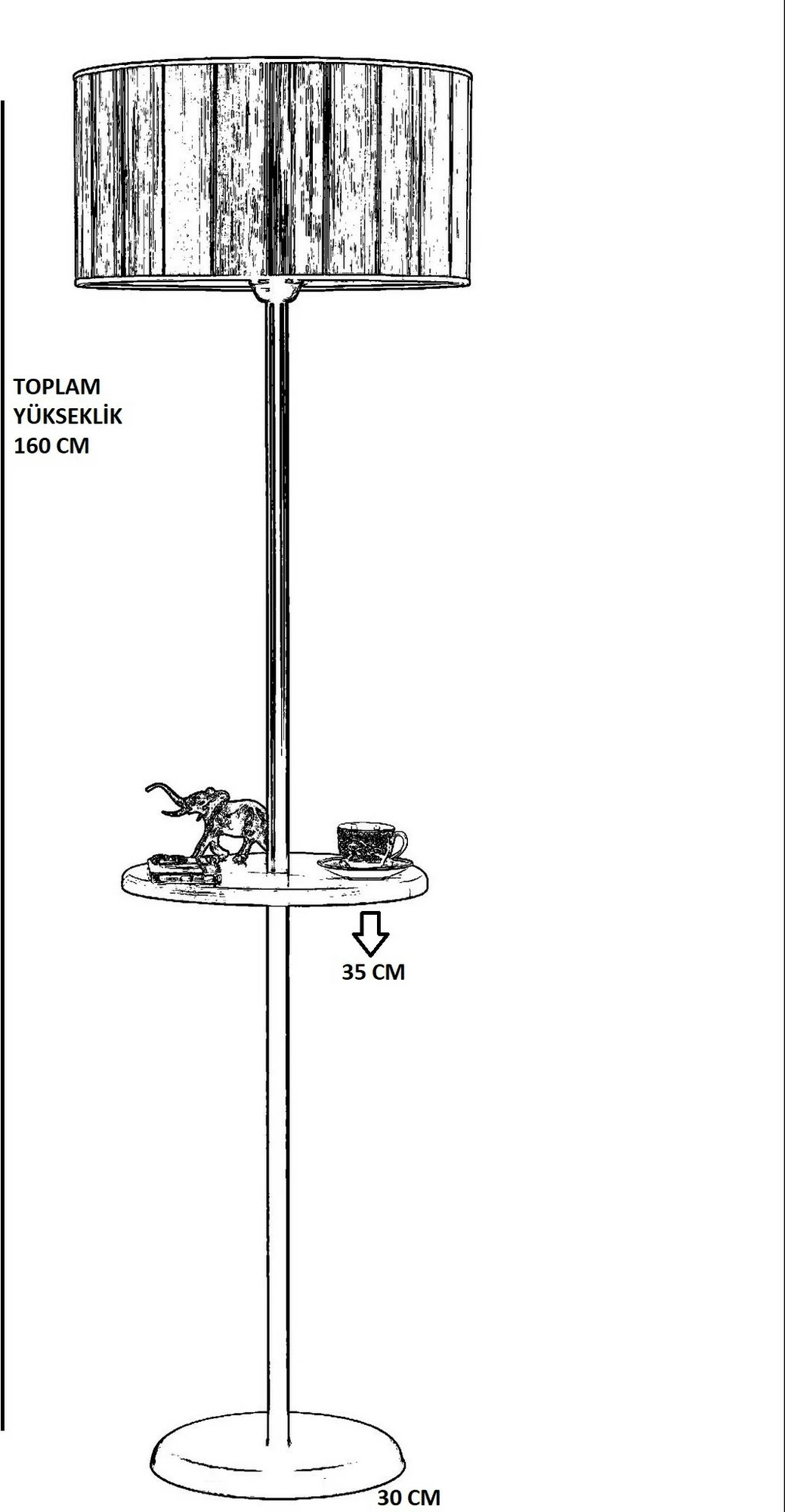 Llambë dyshemeje Opviq, Mercan Eskitme Sehpalı, cilindër, ngjyrë ari dhe kafe