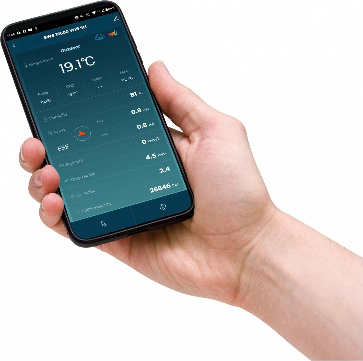 Stacion moti SMART Sencor SWS 16600 WiFi SH, me sensor 7-në-1 dhe TH, i bardhë