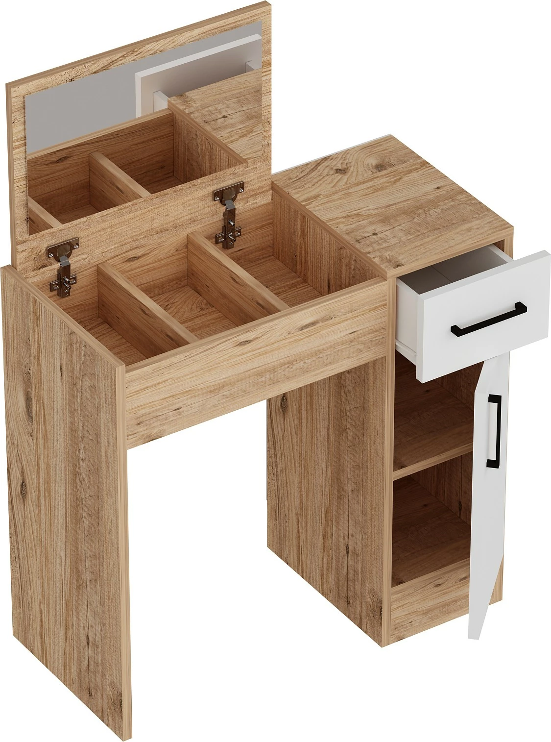 Tavolinë grimi Hanah Home, ngjyrë Atlantic Pine dhe e bardhë