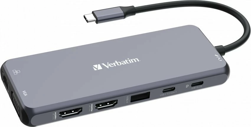 Stacion dokimi USB-C Verbatim CMH-14 14-në-1 (32154), argjendtë