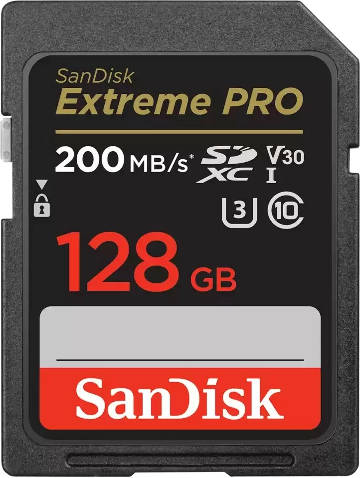 Kartelë memorie SanDisk Extreme PRO, 128 GB, SDXC, Class 10, UHS-I, 200 MB/s, 90 MB/s, e zezë