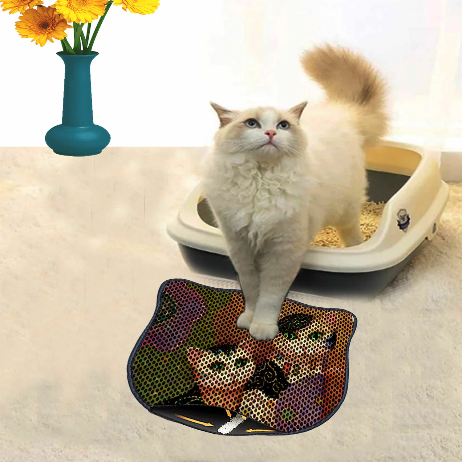 Tapet për rërë mace, Paws & Whiskers, Kdkafa0106, shumëngjyrësh, 40x50cm