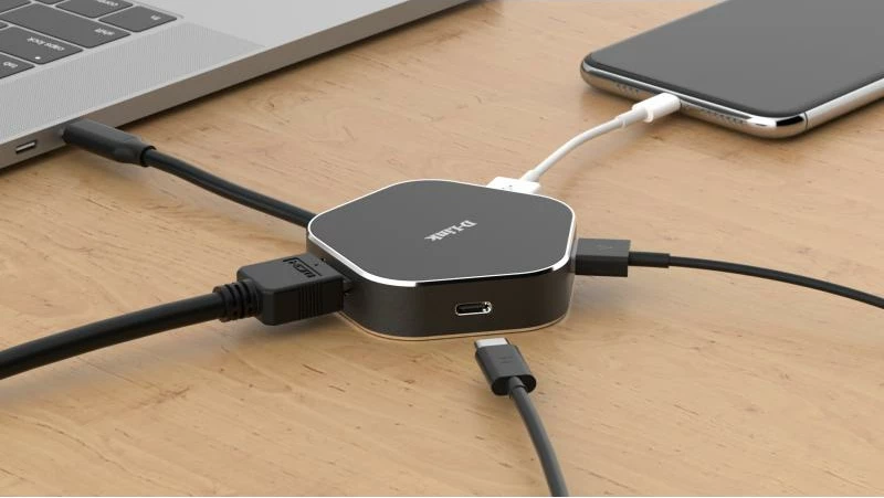 Dok stacion USB-C, D-Link DUB-M420, HDMI 4K, USB 3.0, Thunderbolt 3, PD 60W, e zezë/argjendtë