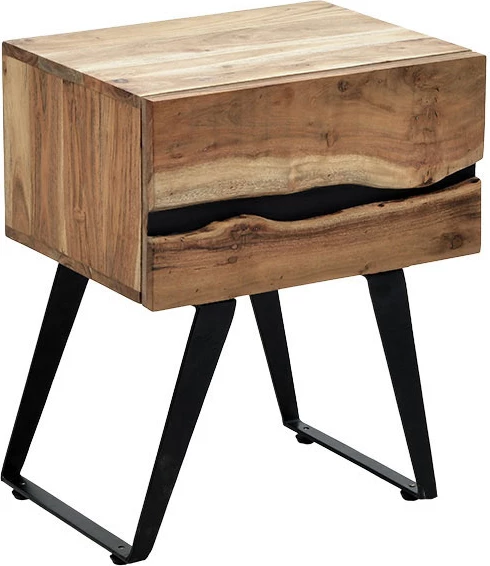 Komodinë nate Imena dru i fortë 4cm natyral-e zezë 45x35x56cm