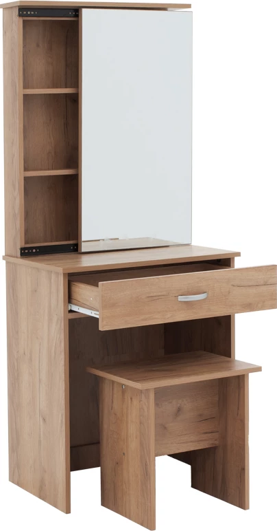 Tavolinë grimi me pasqyrë Zelia, ngjyrë lisi, 60x40.5x151cm