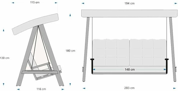 Karrige lëkundëse dyshe për kopsht, ngjyrë antracit, Skye Decor, Pera 2000