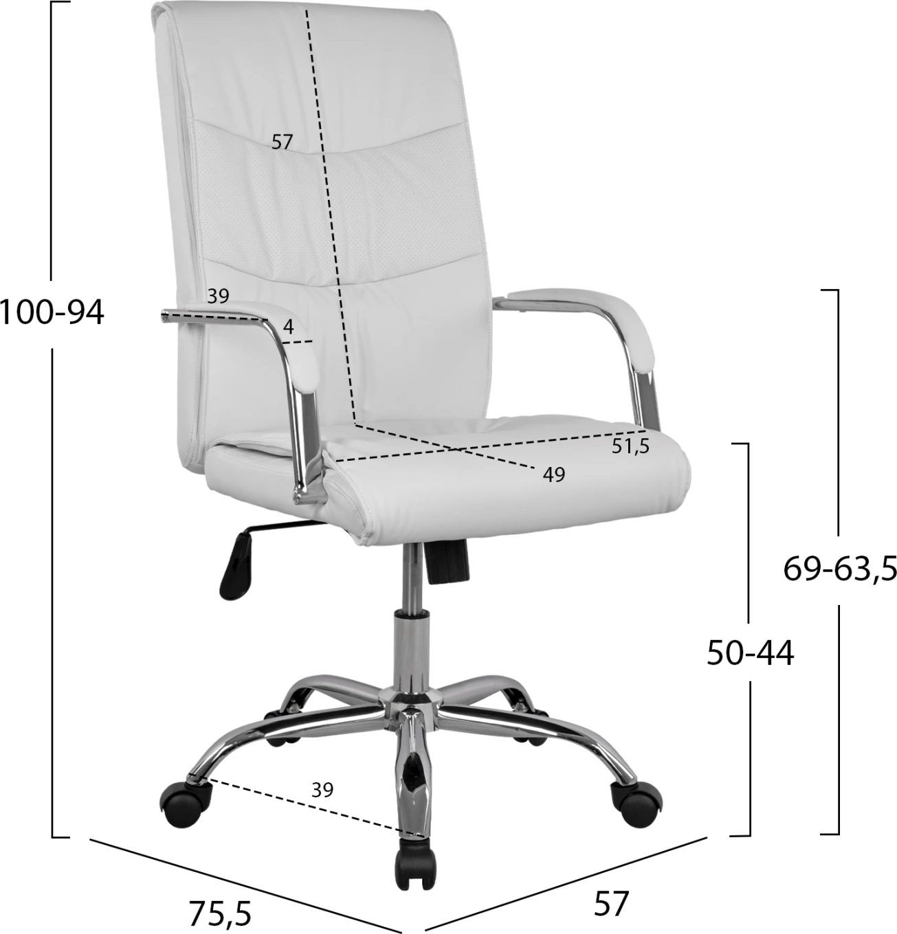 Karrige për zyre Jacob FH1044.12, e bardhë