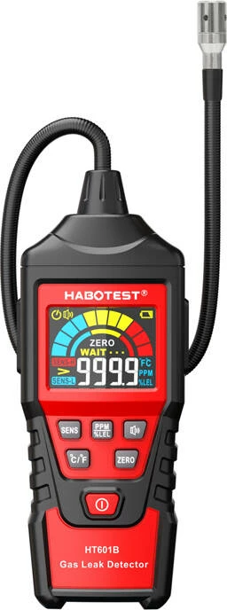 Detektor gazi Habotest HT601B me alarm, LCD me ngjyra, i kuq
