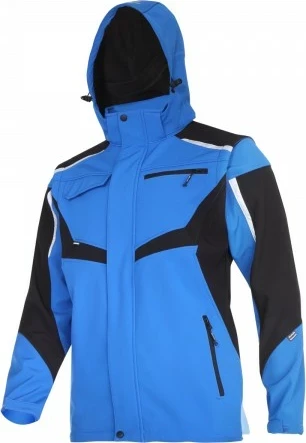 Xhaketë Softshell LAHTI PRO Light Pro L4093005, 2XL, e papërshkueshme nga uji 8000mm, me mëngë të heqshme, kapuç i shkëputshëm, blu/charcoal